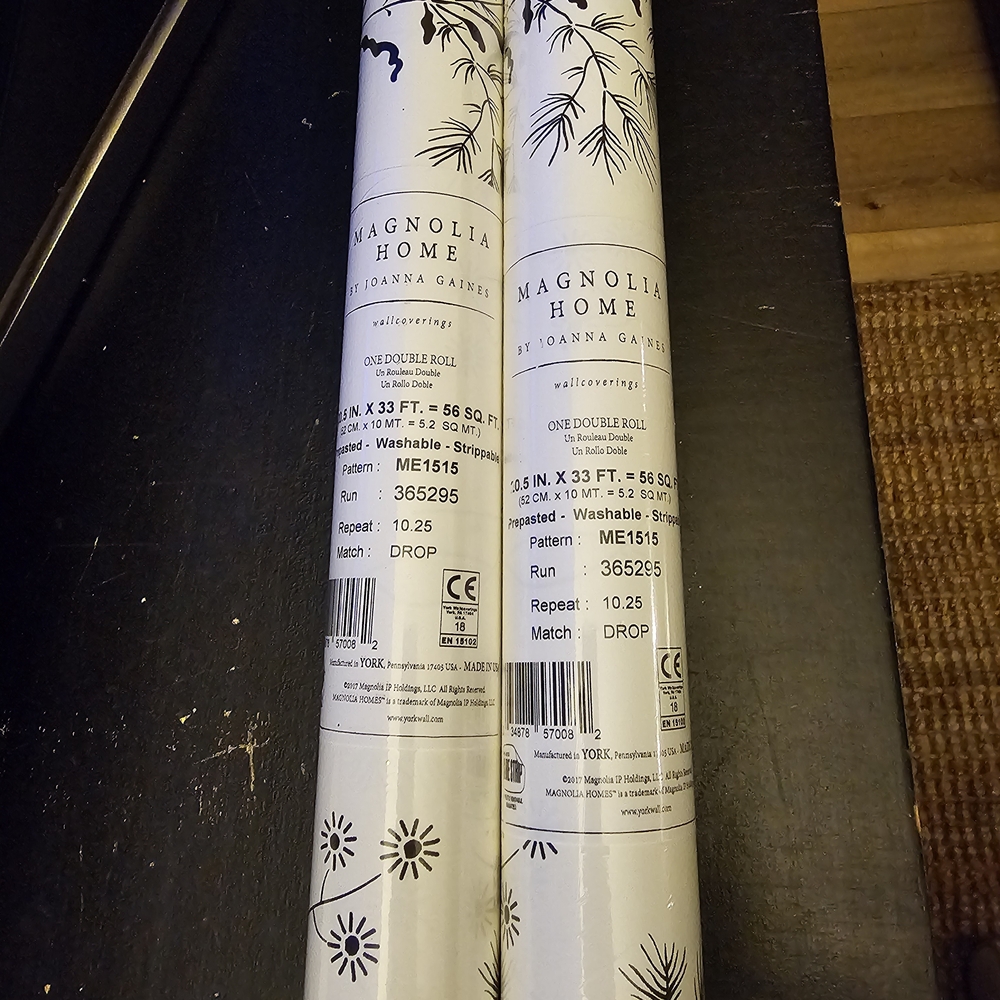 Magnolia Home "WILDFLOWERS" Black and White Wallpaper Two Rolls